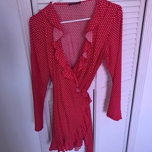 Polka dot wrap dress